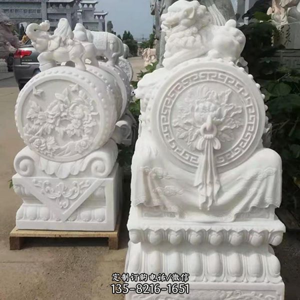 景區門前景觀青石漢白玉雕刻抱鼓石（1）