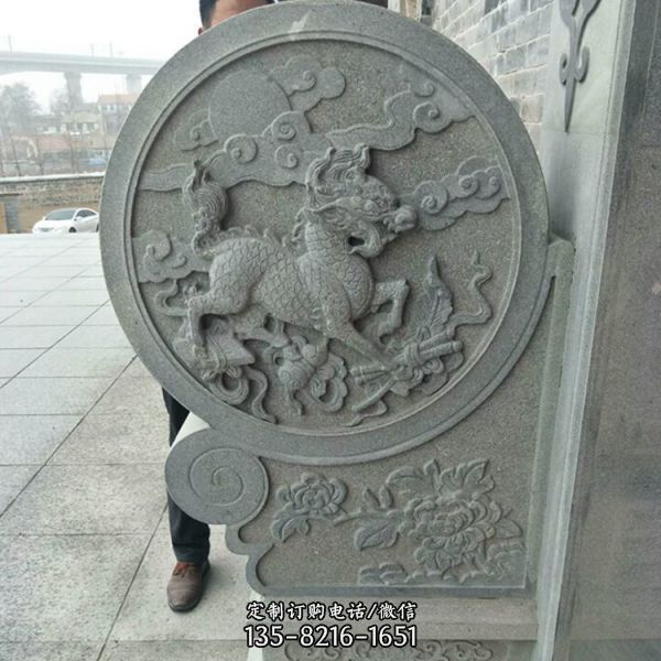 景區門前景觀青石漢白玉雕刻抱鼓石（3）