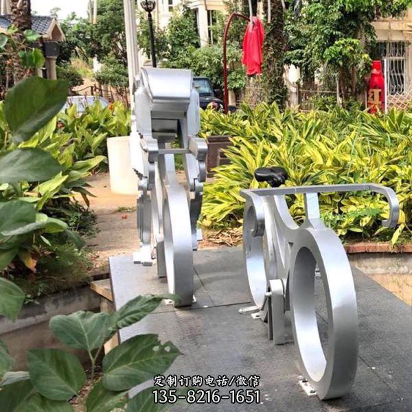 體育公園不銹鋼抽象創意運動騎自行車的雕塑（5）