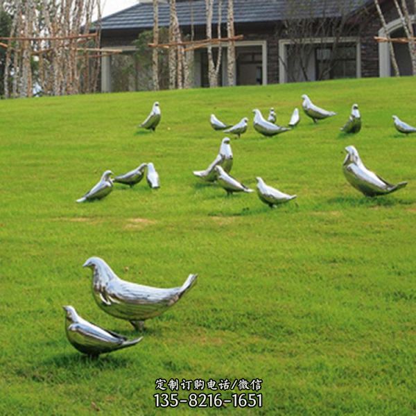 公園草坪裝飾性鴿子不銹鋼雕塑（1）