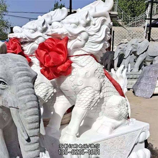 庭院大理石石雕麒麟雕塑