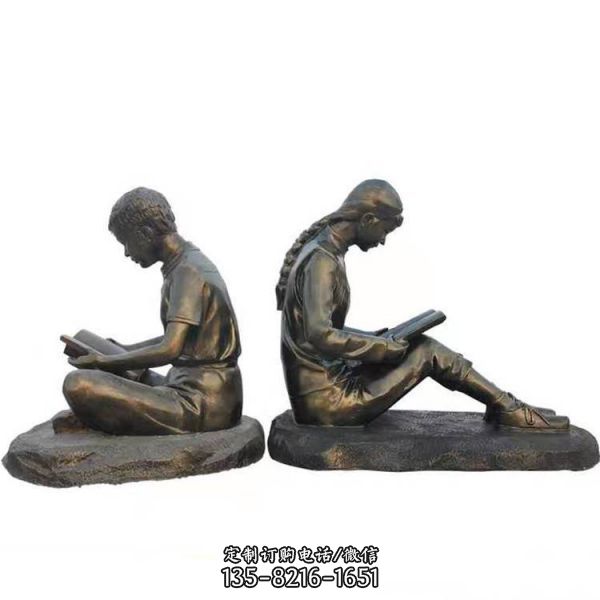 玻璃鋼仿銅校園學(xué)生人物雕塑（5）