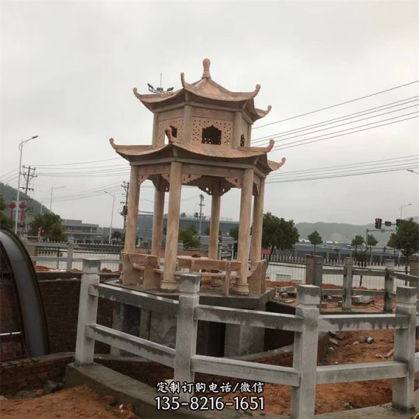 歐式石雕園林別墅圓形多層涼亭雕塑（3）
