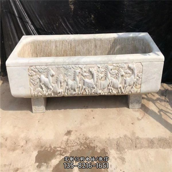 景區庭院流水水景青白老石槽舊水槽 擺件（3）