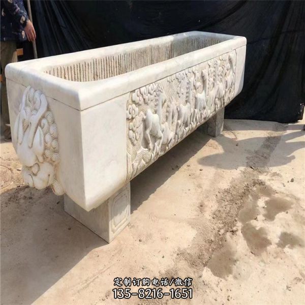 景區庭院流水水景青白老石槽舊水槽 擺件（2）
