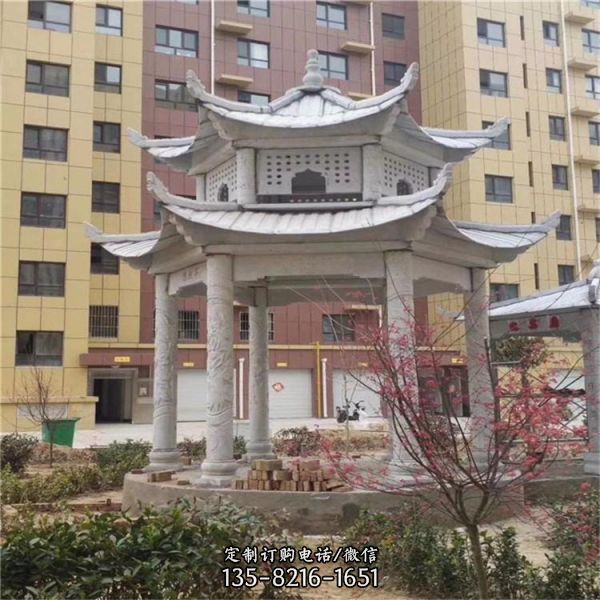 大理石石雕 公園觀賞乘涼涼亭雕塑（5）