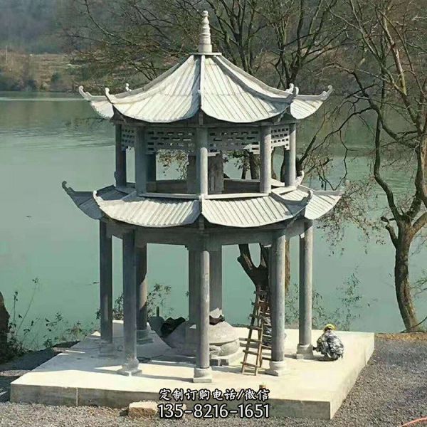 大理石石雕 公園觀賞乘涼涼亭雕塑（4）