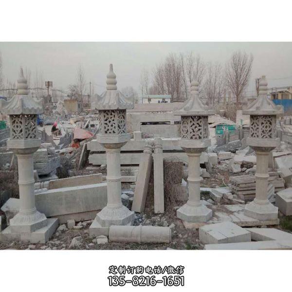 庭院寺廟禪意青石仿古中式石燈擺件（1）