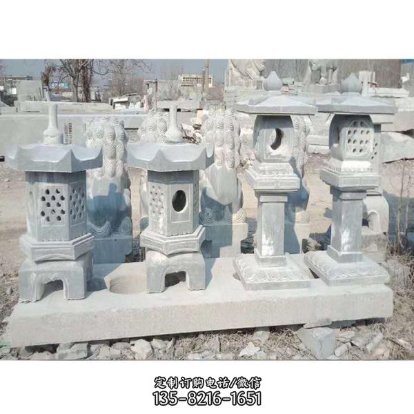 庭院寺廟禪意青石仿古中式石燈擺件（2）