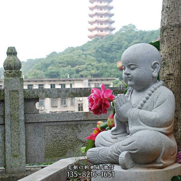 寺廟砂石石雕戶外小和尚小沙彌雕塑（1）