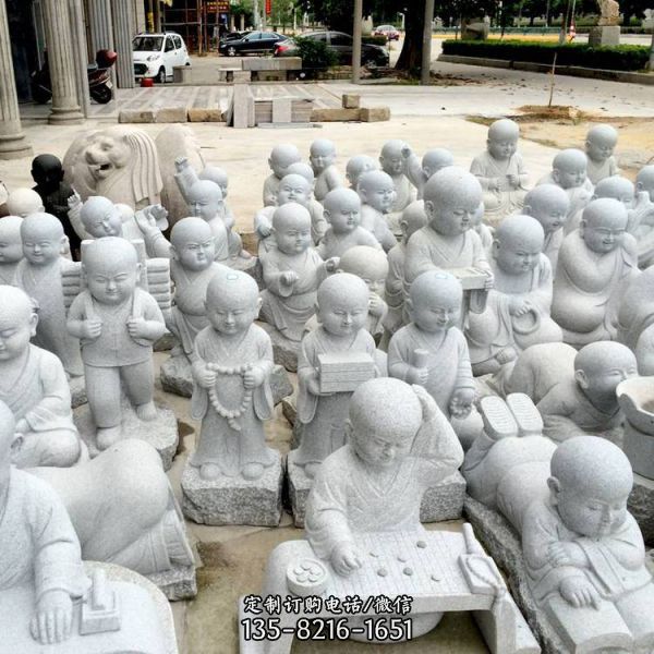 寺廟砂石石雕戶外小和尚小沙彌雕塑（2）