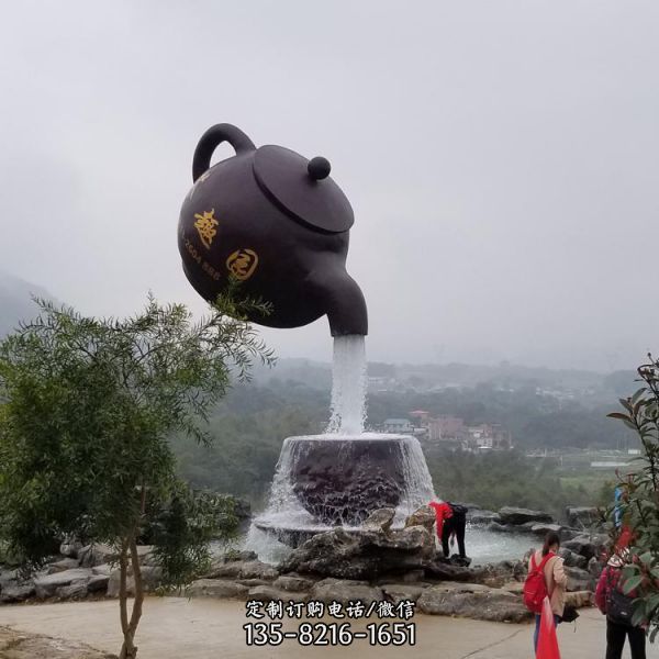 大型戶外玻璃鋼天壺雕塑 廣場景區流水擺件（2）