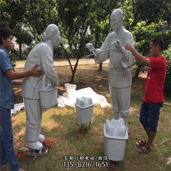 公園戶外擺放玻璃鋼主題情景人物雕塑（3）