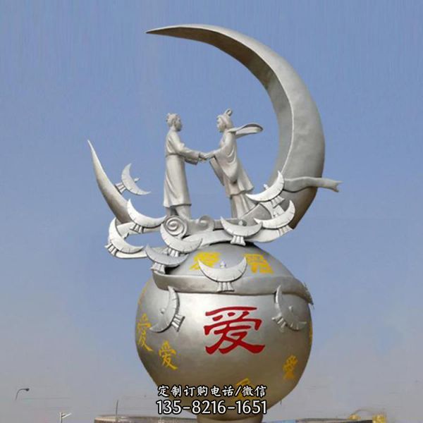廣場園林?jǐn)[放不銹鋼愛情主題人物雕像