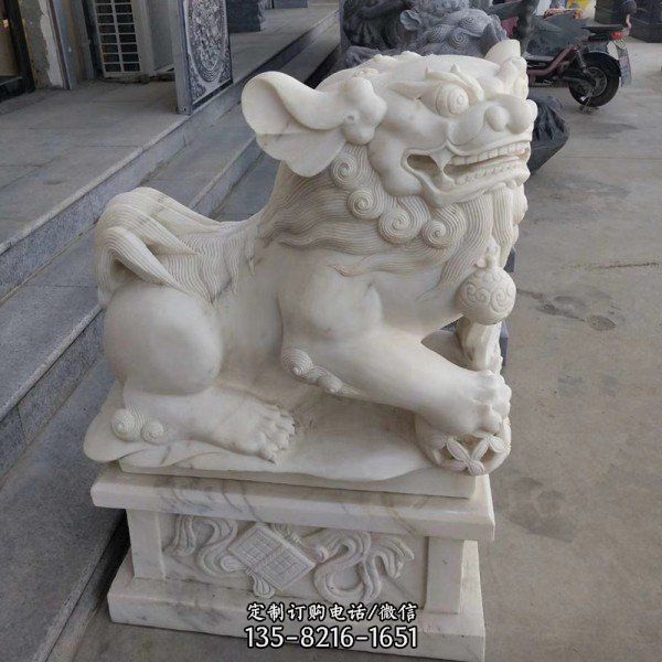 大理石石雕庭院門(mén)口獅子雕塑