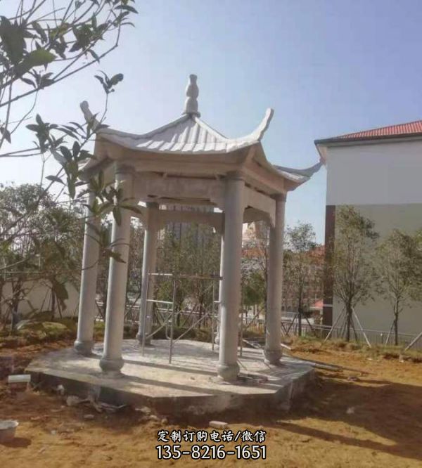 石雕中式園林大型六角涼亭雕塑（2）