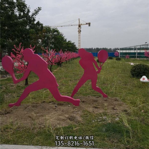 不銹鋼抽象園林運動騎車打球雕塑（5）