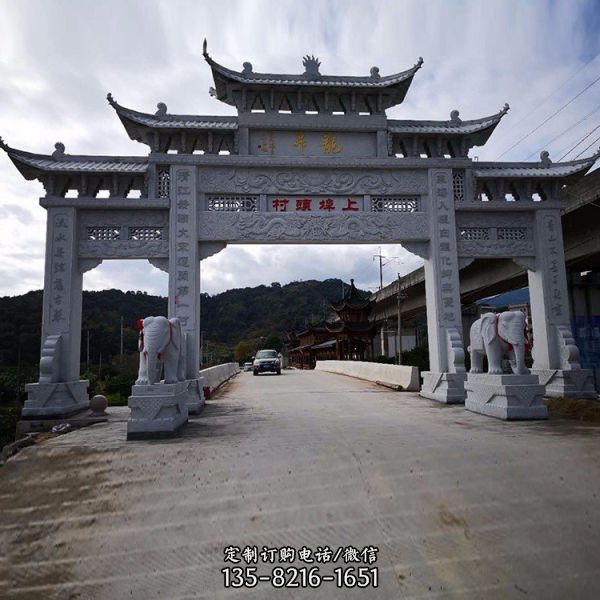 景區大型青石浮雕石門樓牌坊（2）