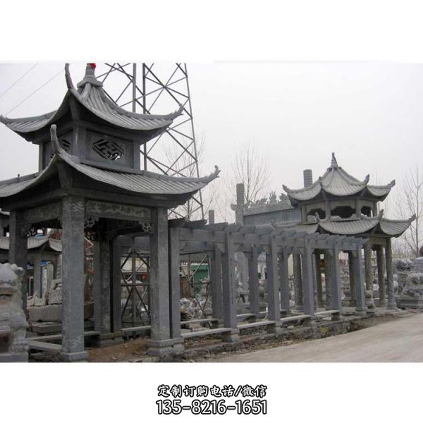 公園景區(qū)石雕長廊涼亭雕塑（4）