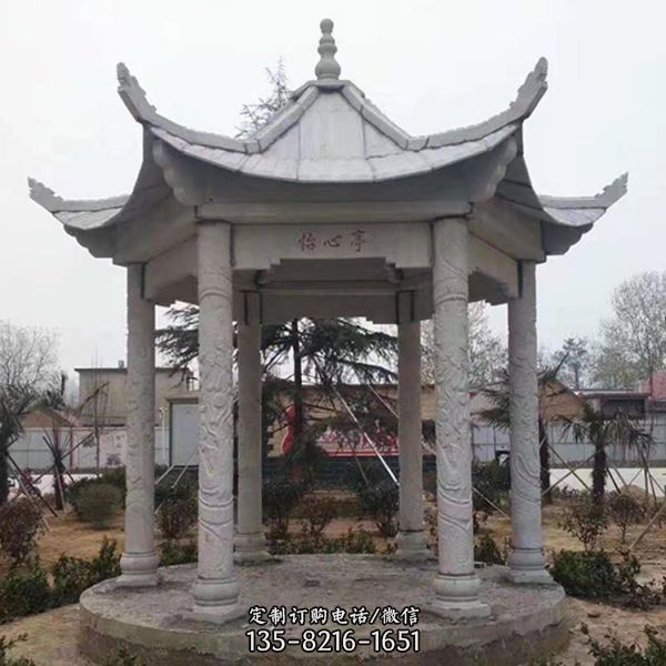 休息戶外石雕中式六角涼亭雕塑（1）