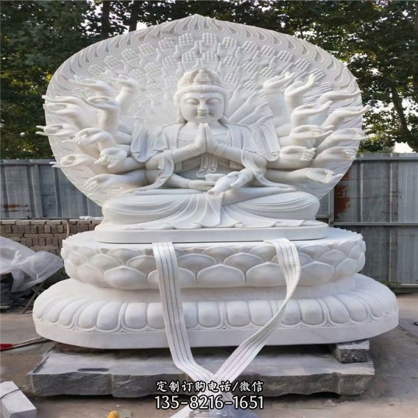 寺廟大型漢白玉石雕千手觀音雕塑