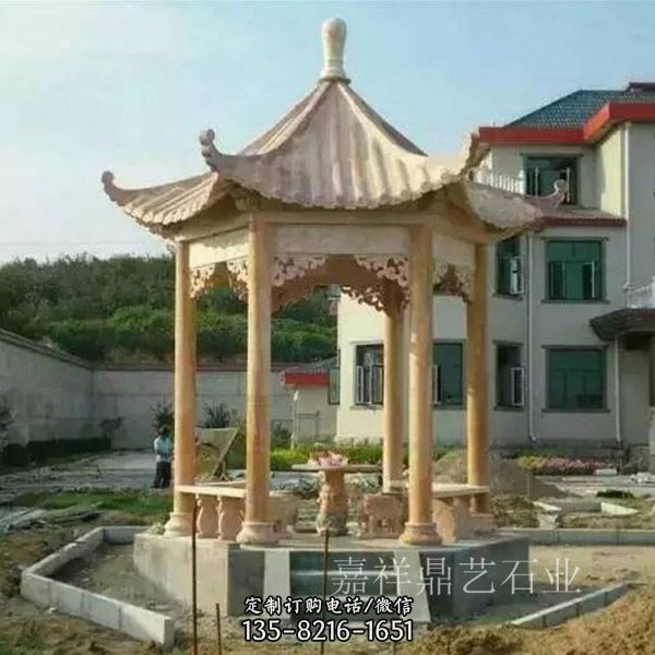 戶外大型中式石雕多層涼亭雕塑（5）