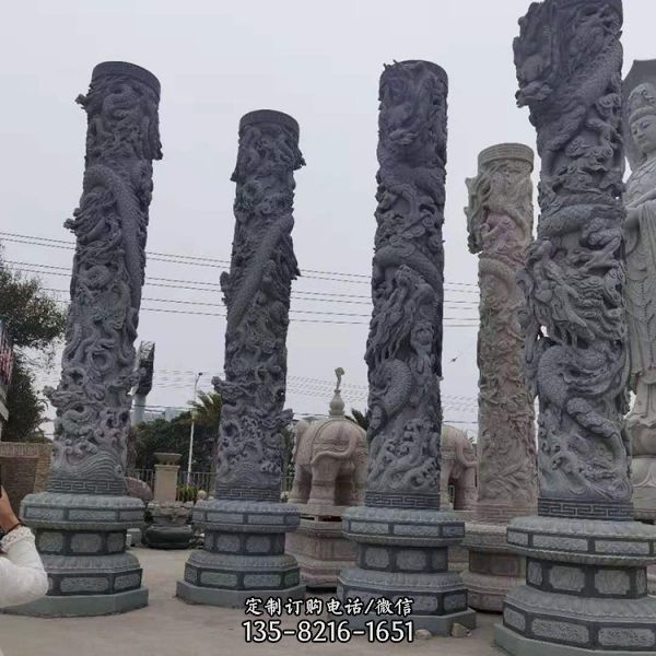 古建筑 戶外景區(qū)大型石雕龍柱雕塑（3）
