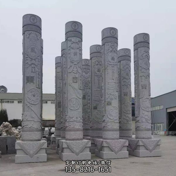 古建筑 戶外景區(qū)大型石雕龍柱雕塑（2）