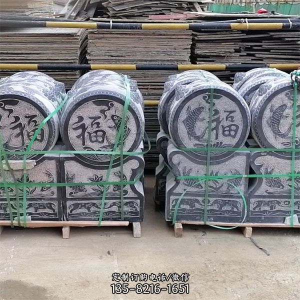 酒店門口招財石雕抱鼓石雕塑（2）