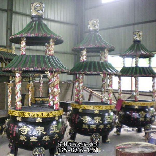 多層寺院寺廟燒香祈福香爐雕塑（3）