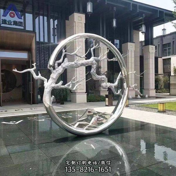 鏤空圓環鏡面水景擺件（4）