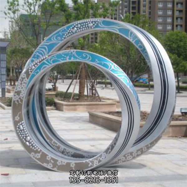 廣場文化宣傳不銹鋼戒指圓環(huán)雕塑（5）