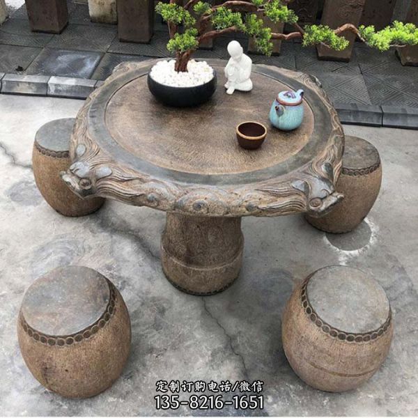 青石石雕園林景觀公園石桌石雕雕塑（5）