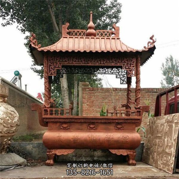 銅雕寺廟香爐雕塑（1）