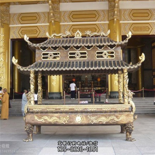 銅雕寺廟香爐雕塑（3）