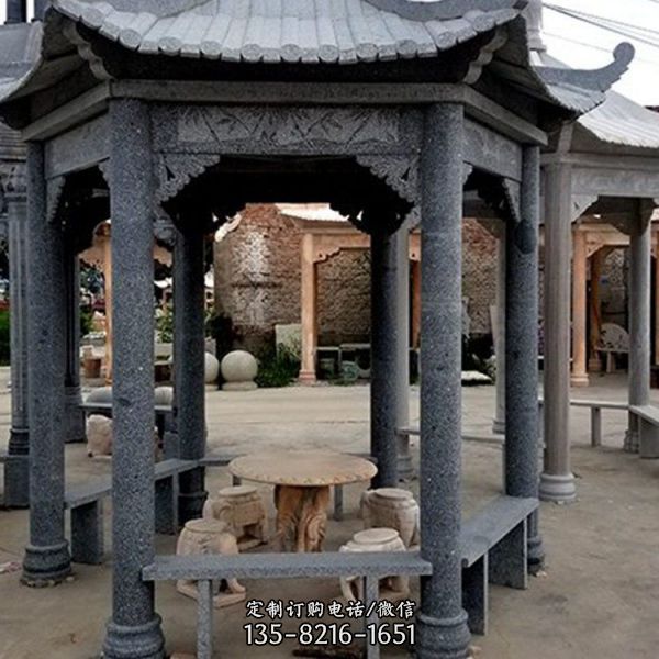 公園多層石雕園林大型六角涼亭雕塑（2）