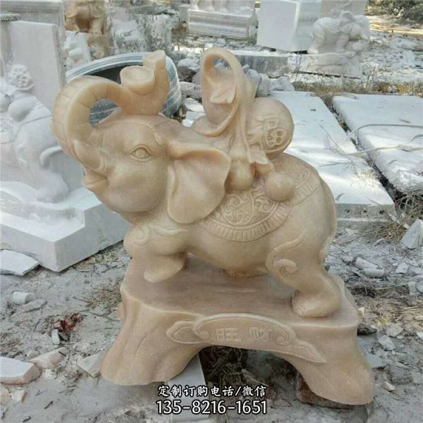 庭院小區(qū)門口裝飾大理石雕刻大象獅子門鼓（1）