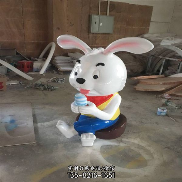 幼兒園玻璃鋼卡通工藝品擺件兔子雕塑（4）