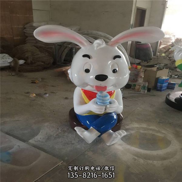 幼兒園玻璃鋼卡通工藝品擺件兔子雕塑（1）