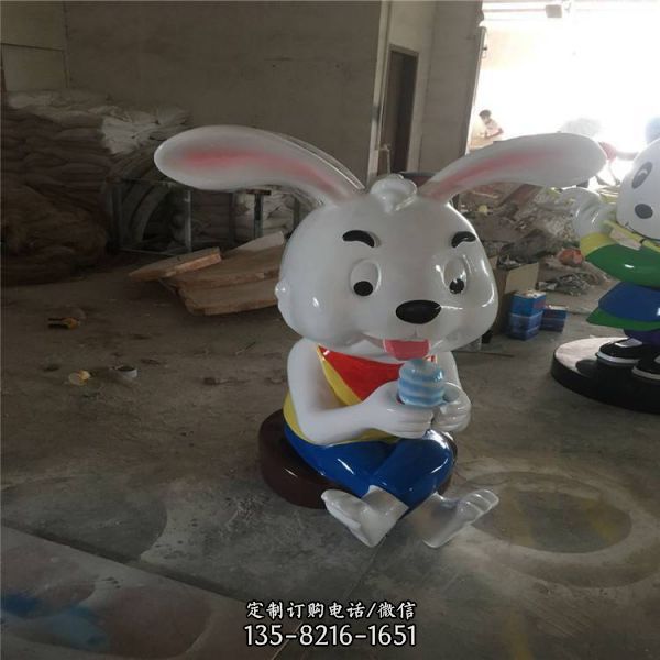 幼兒園玻璃鋼卡通工藝品擺件兔子雕塑（2）