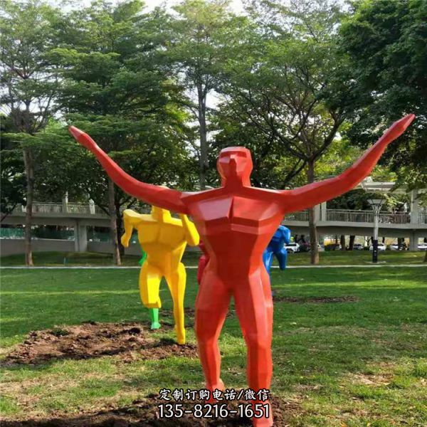 戶外公園綠地玻璃鋼抽象運動人物景觀雕塑