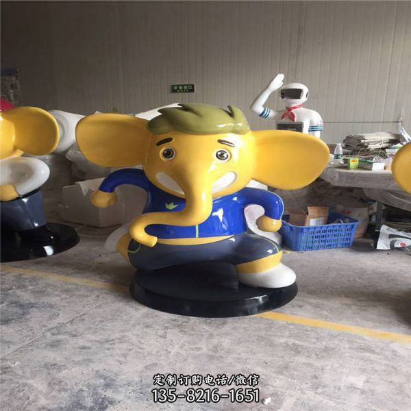 玻璃鋼卡通戶外景觀大象雕塑