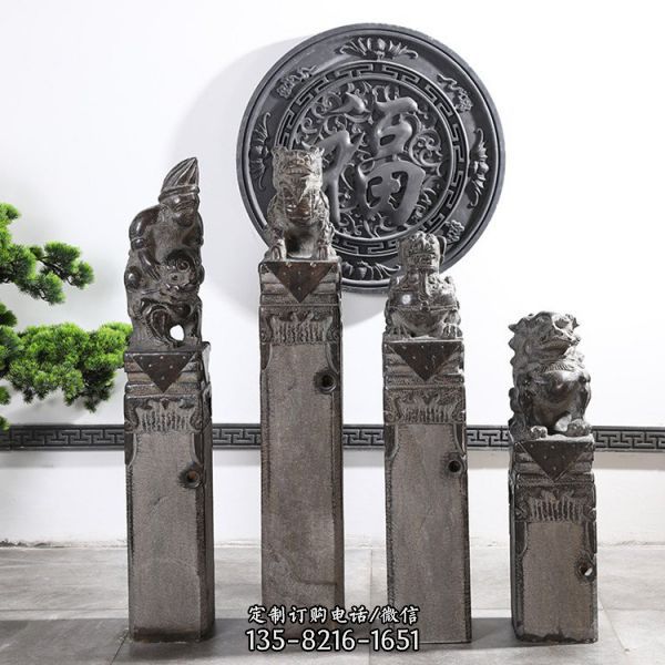仿古石雕青石中式栓 拴馬柱雕塑（2）