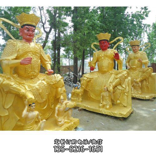 寺廟大型不銹鋼噴金烤漆四大天王雕塑（2）