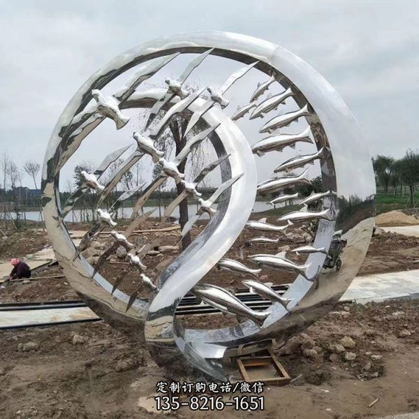 公園廣場戶外城市地標不銹鋼圓環雕塑（3）