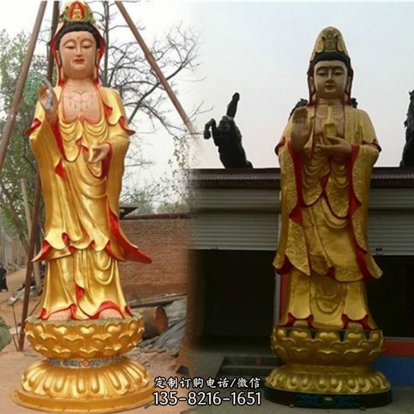 寺廟不銹鋼貼金供奉菩薩觀音雕塑（4）