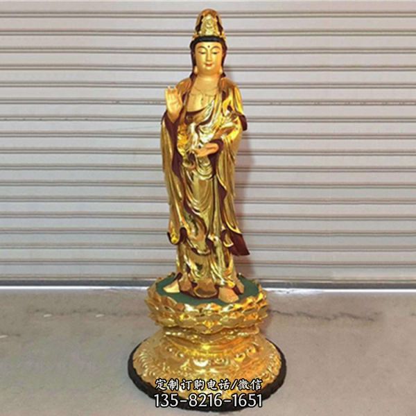 寺廟不銹鋼貼金供奉菩薩觀音雕塑（2）