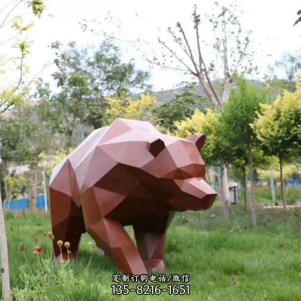 公園草坪不銹鋼幾何鏤空動物雕塑（4）