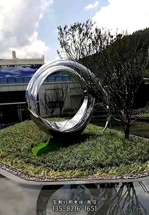 城市廣場公園不銹鋼抽象圓環景觀小品擺件（2）