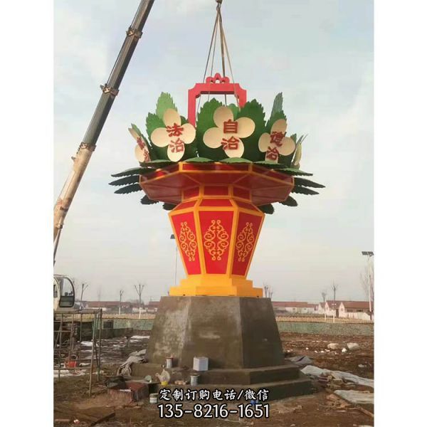 廣場不銹鋼噴漆抽象藝術(shù)花朵 拱門雕塑裝飾（4）